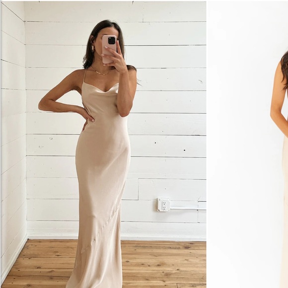 Selling this Show Me Your MuMu bridesmaid dress. Champagne. Price: $60 - Picture 3 of 8